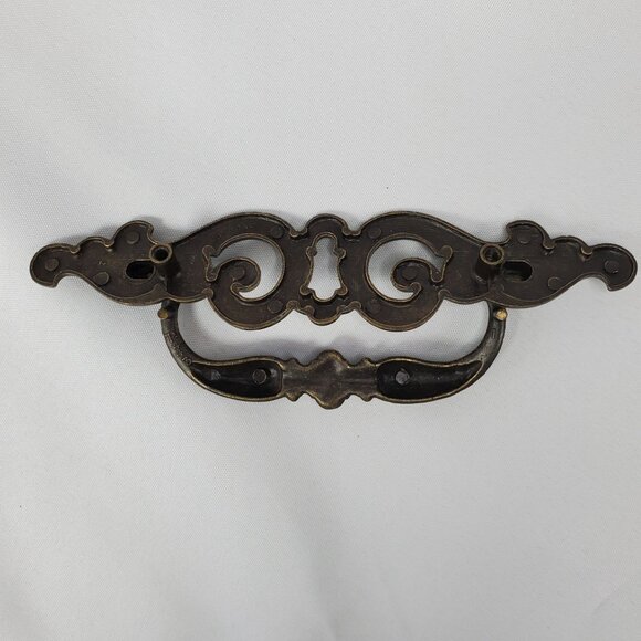 VTG 12 Brass French Pulls Dangling Handle Replacement Hardware Ornate 7" Wide - Picture 6 of 12